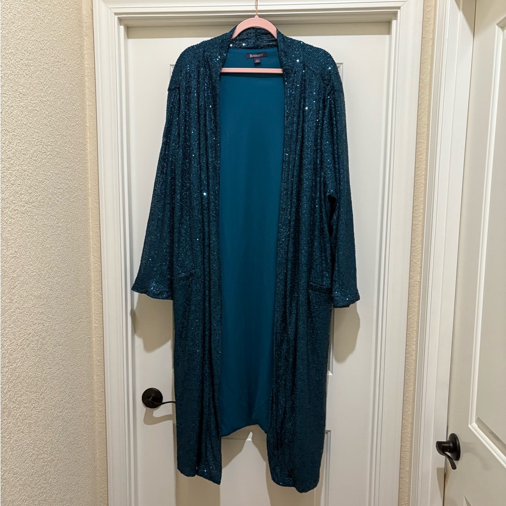 Roaman’s Dark Blue Sequin Duster